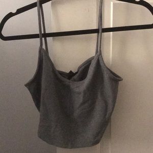 Gray sleeveless crop top